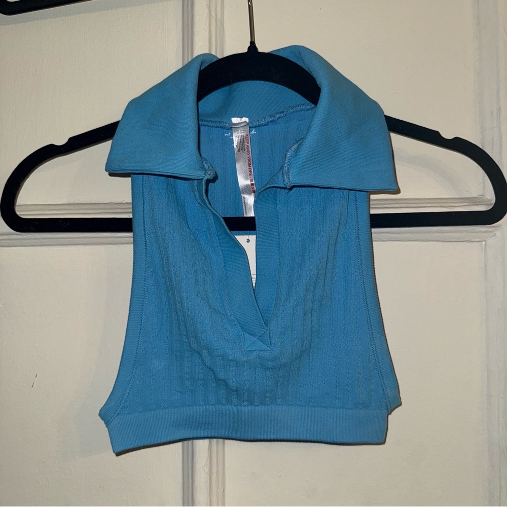 Urban Outfitters Out From Under Blue Sleeveless Seamless Ribbed Crop Top